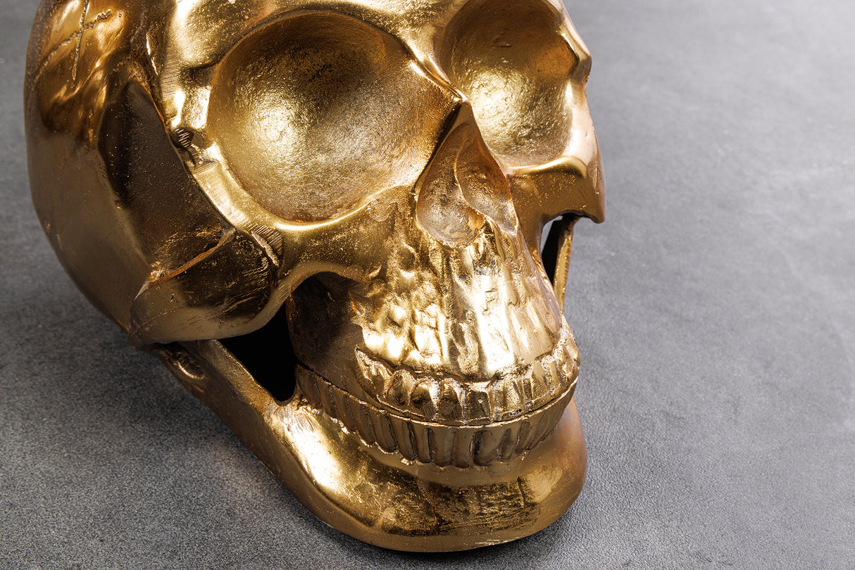 Coffee table SKULL 90cm gold 8mm tempered glass