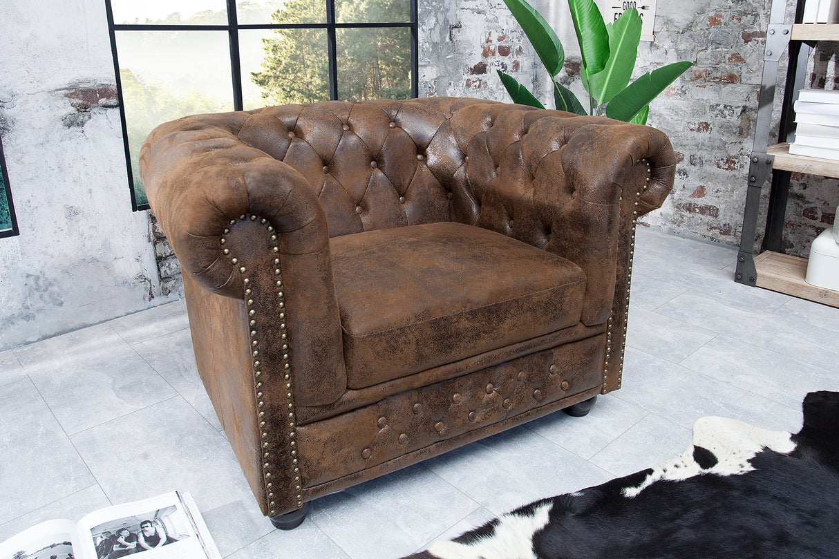 Sessel CHESTERFIELD Antik-Look braun