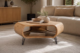 Coffee table ORGANIC LIVING 90cm w/ hairpin legs mango wood natural