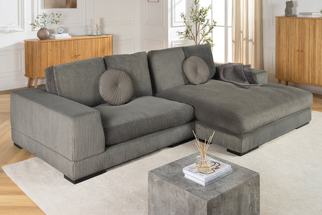 Corner sofa BABYLON 270cm XXL w/ ottoman cord grey