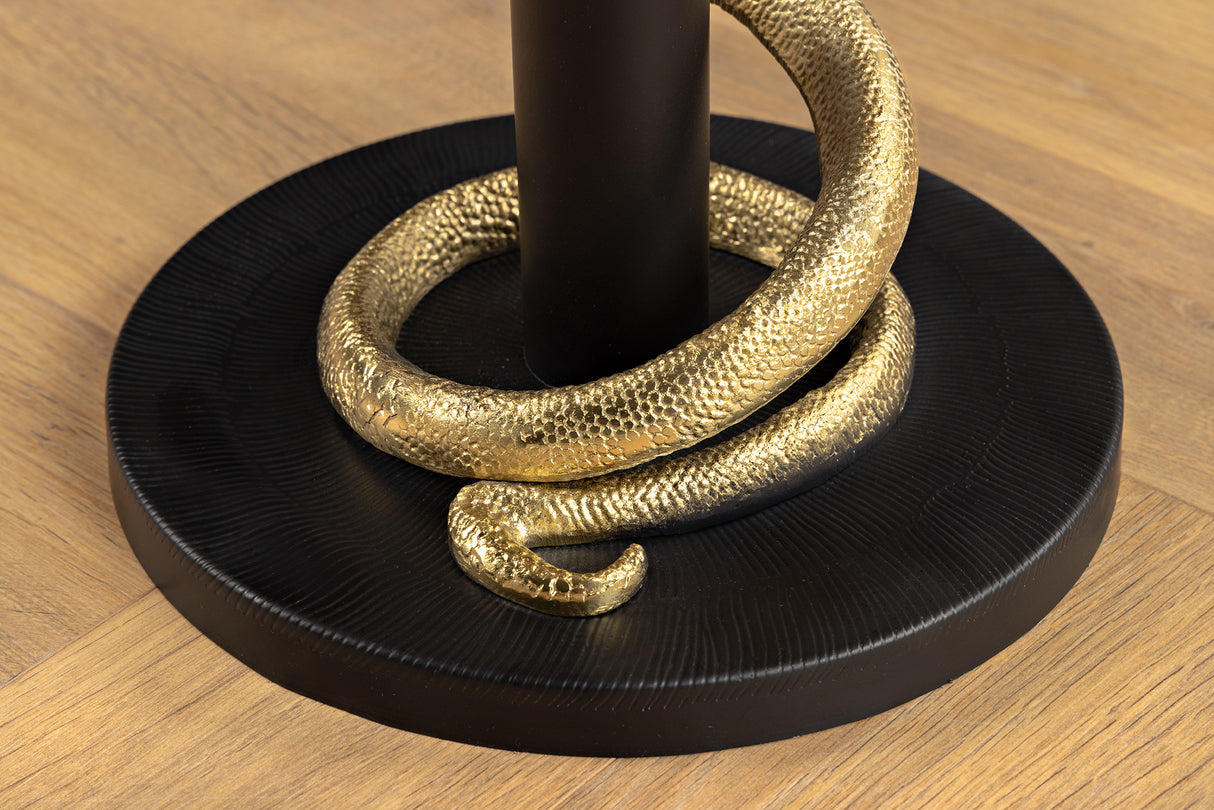 Side table WILDLIFE SNAKE 50cm gold black white marble