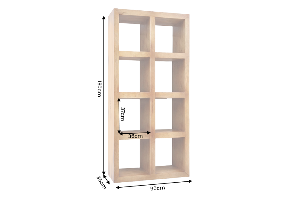 Shelf MAKASSAR 180cm 8 open compartments mango wood brown honey finish
