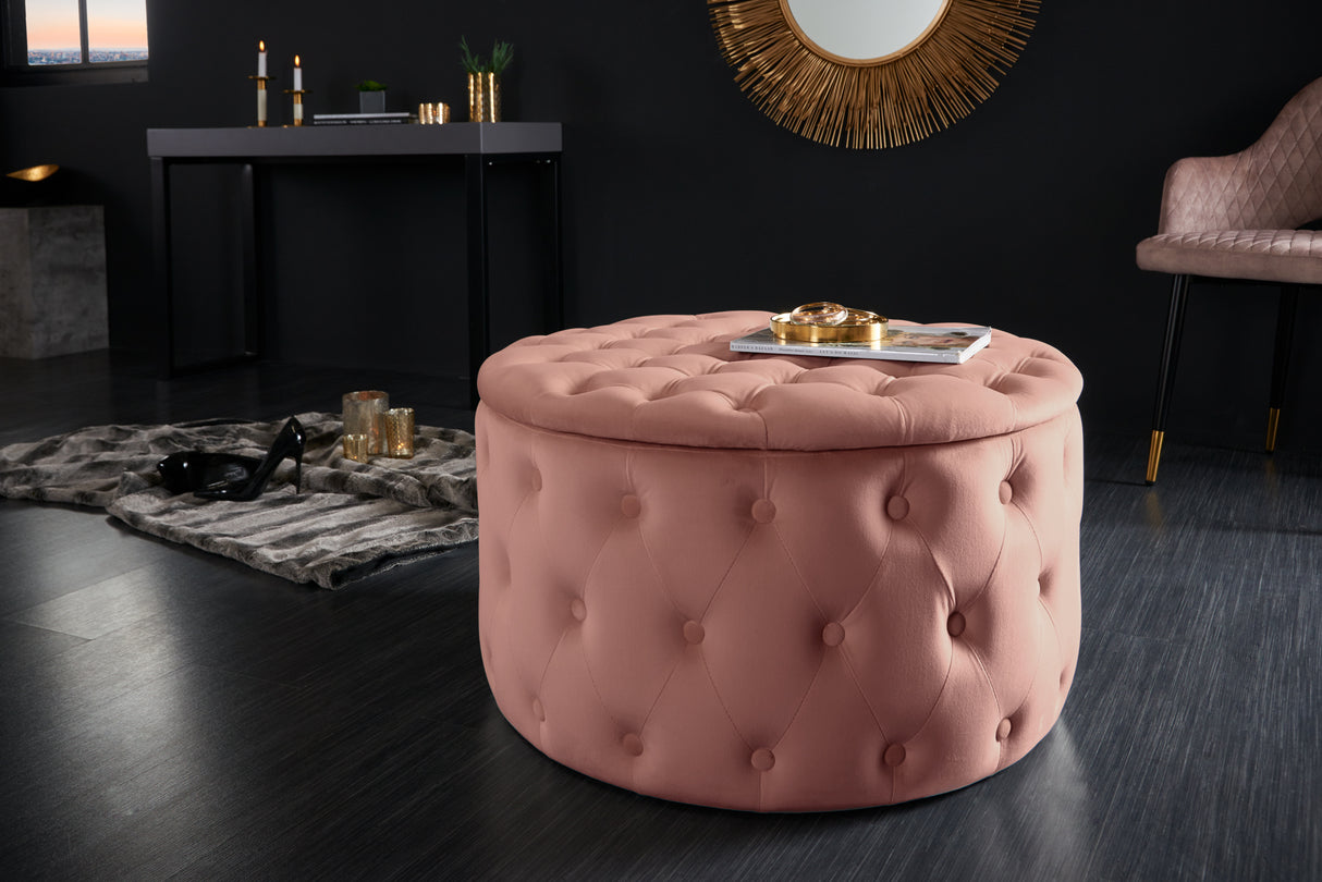 Stool MODERN BAROCK STORAGE 75cm dusky pink