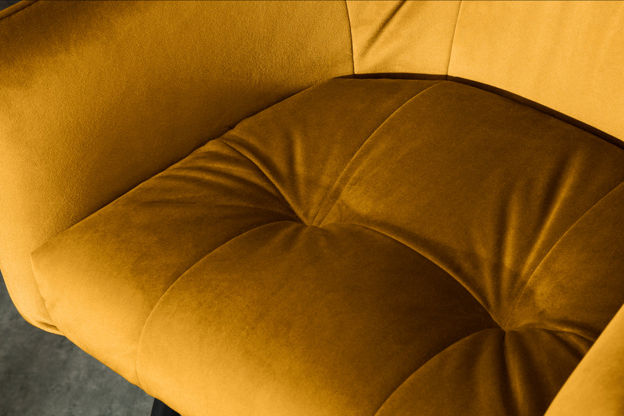 Bar chair LOFT with armrests velvet mustard yellow