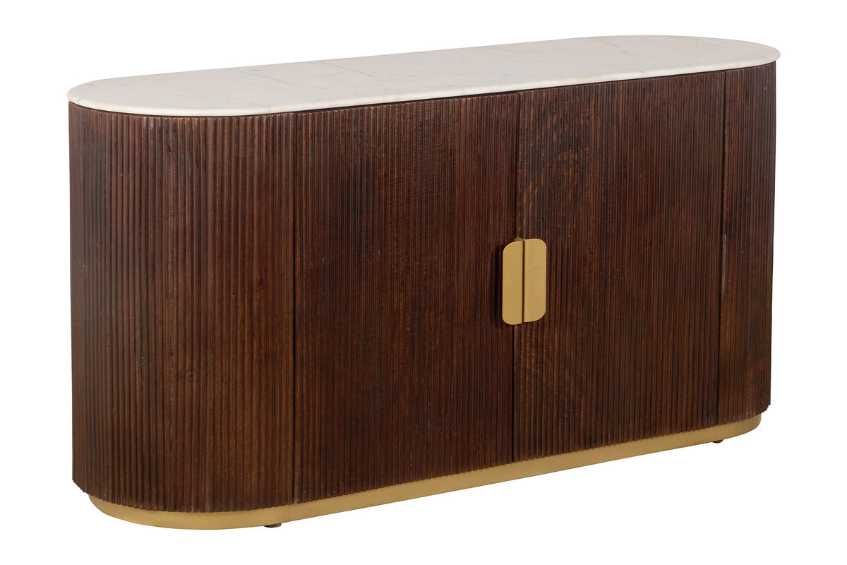 Sideboard GATSBY 120cm mango wood brown marble top white