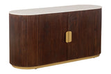 Sideboard GATSBY 120cm mango wood brown marble top white