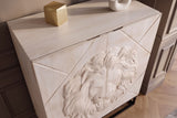 Highboard LION 120cm 3D lion front mango wood creamy w/ black metal frame