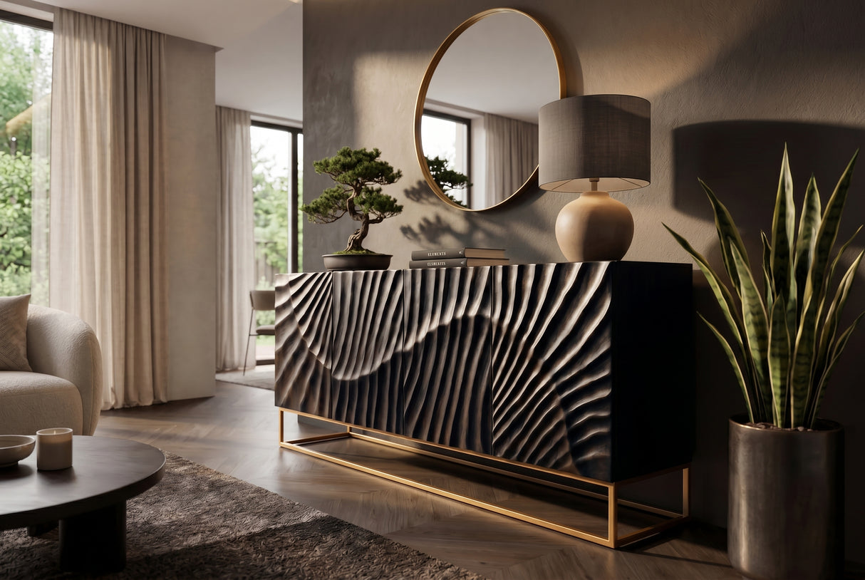 Sideboard SCORPION 180cm 3D mango schwarz