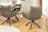 Swivel chair SIGNATURE 360° w/ armrests spring core leather taupe rotatable
