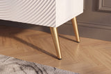 Highboard AURUM 120cm textured front gold circle accent mango wood white gold metal feet