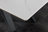 Esstisch ATLAS 160-200cm ausziehbar Marmoroptik weiß Keramik Hartglas