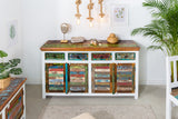 Sideboard JAKARTA 160cm weiß gewaschenes Mangoholz und Recyclingholz