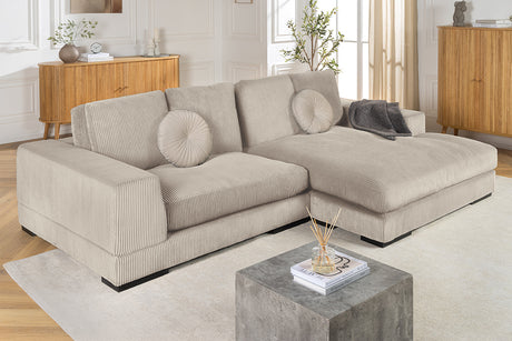 Corner sofa BABYLON 270cm XXL w/ ottoman cord beige