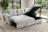 Sofa bed APARTMENT 245cm 3-seater w/ ottoman and storage space textured fabric beige