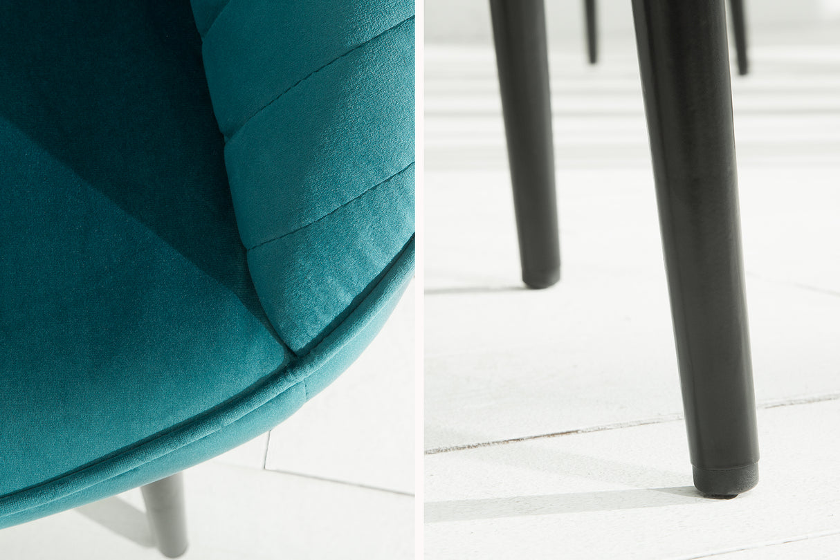 Chair TURIN with armrests velvet turquoise