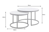 Coffee table ELEGANCE 75cm set of 2 ceramic white