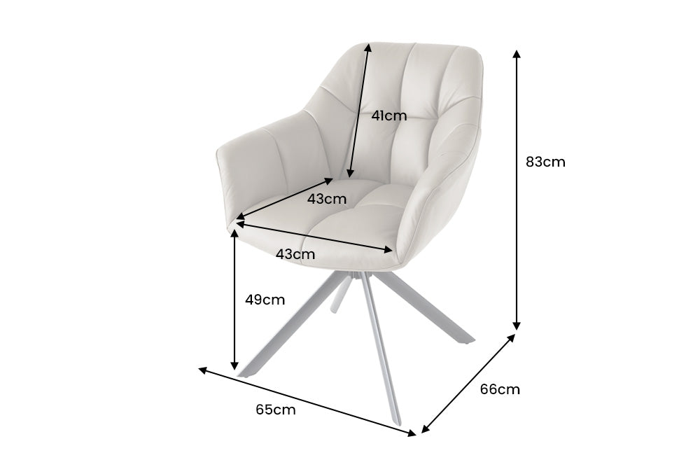 Swivel chair PAPILLON rotatable 180° w/ armrests leather taupe