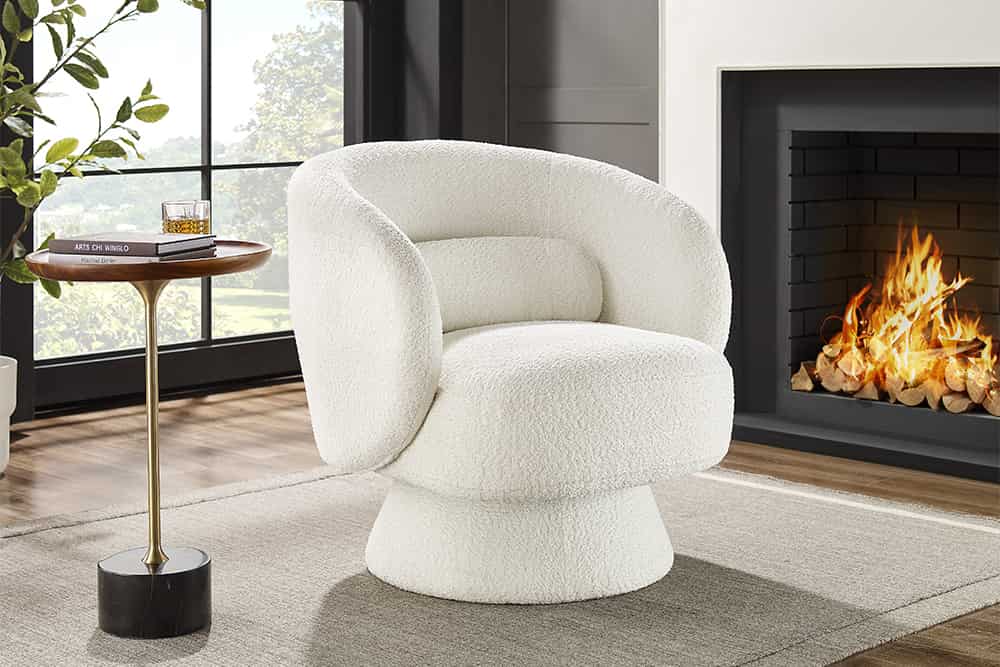 Sessel BOSSA NOVA drehbar Bouclé weiß