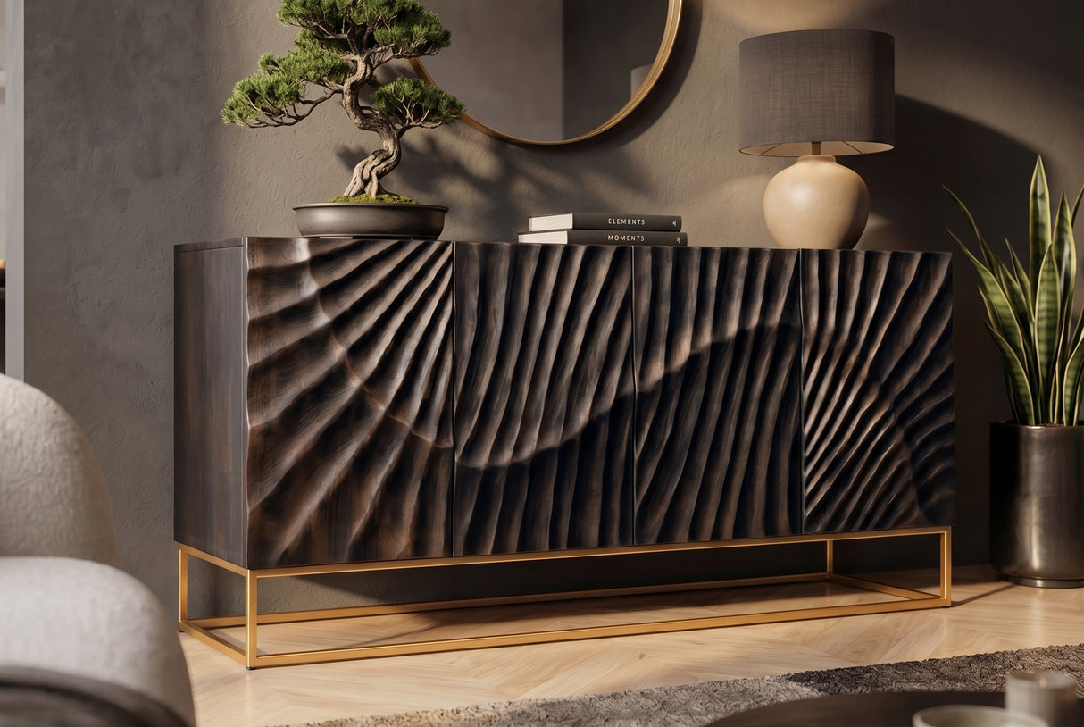 Sideboard SCORPION 180cm 3D mango schwarz