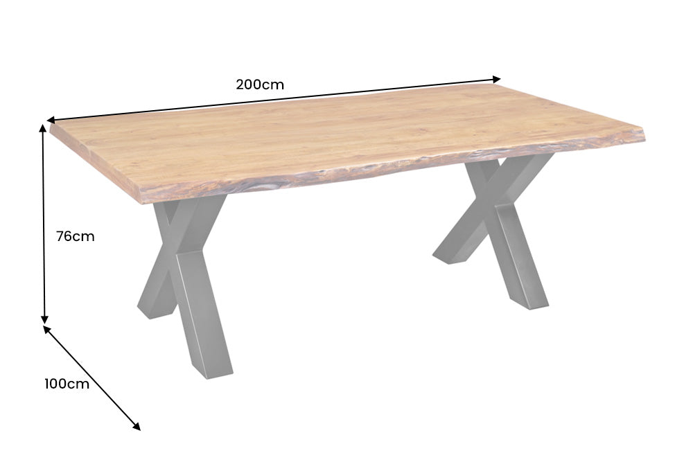 Dining table MAMMUT 200cm table top 50 mm acacia wood X-legs