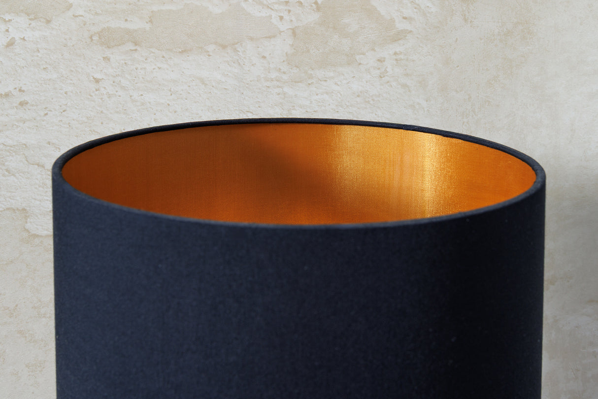 Tischleuchte JEWELRY 75cm Gestell Naturgold Lampenschirm schwarz