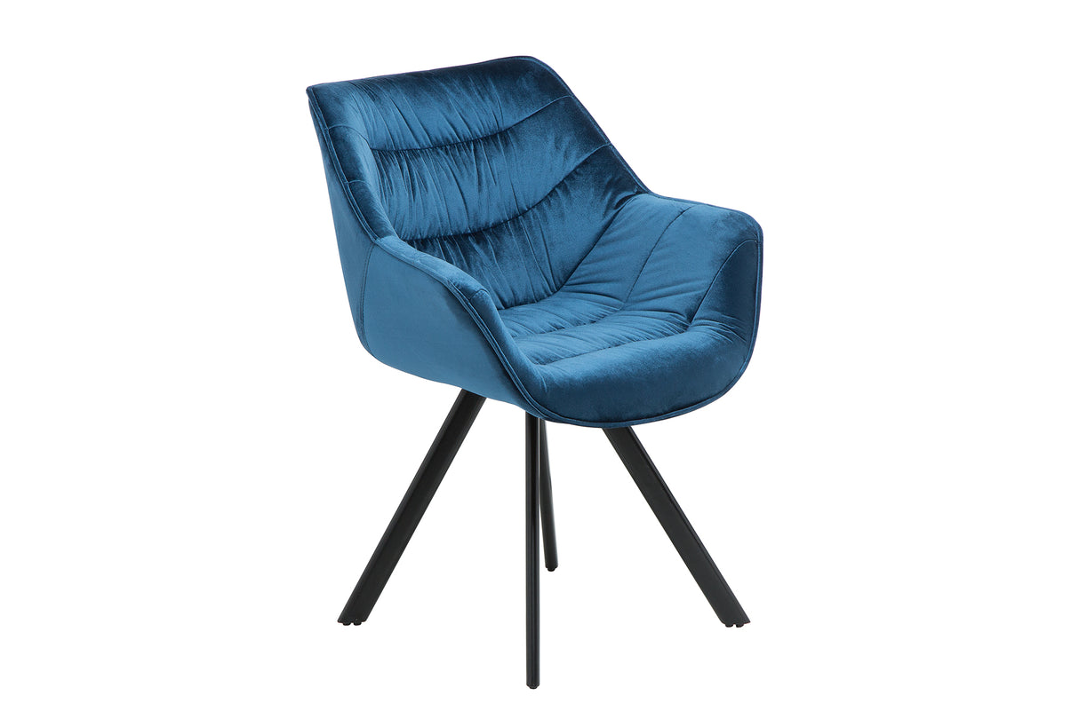 Chair THE DUTCH COMFORT with armrests velvet blue