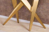 Console ART LIVING 140cm ceramic white marble top w/ champagne golden frame
