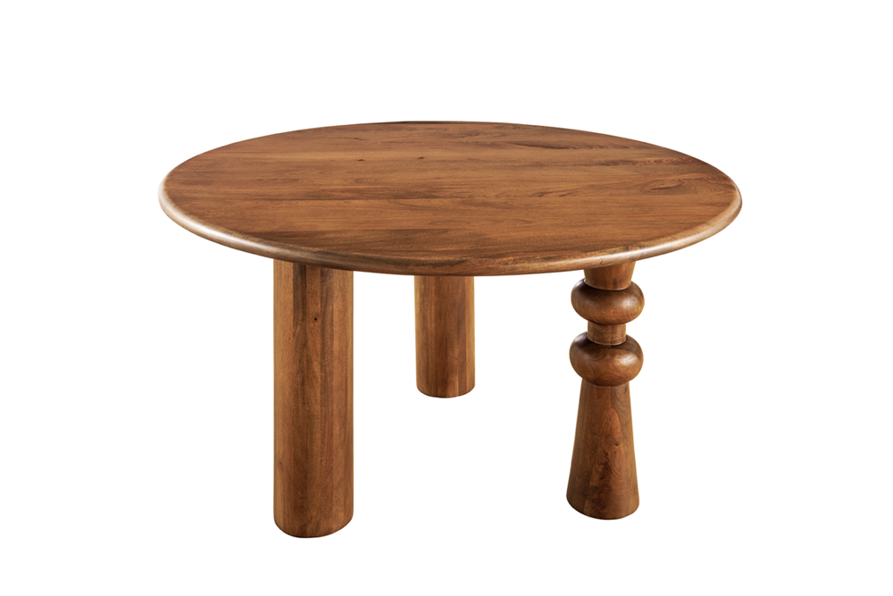 Esstisch ARTE 120cm rund skulpturale Beine Mangoholz braun