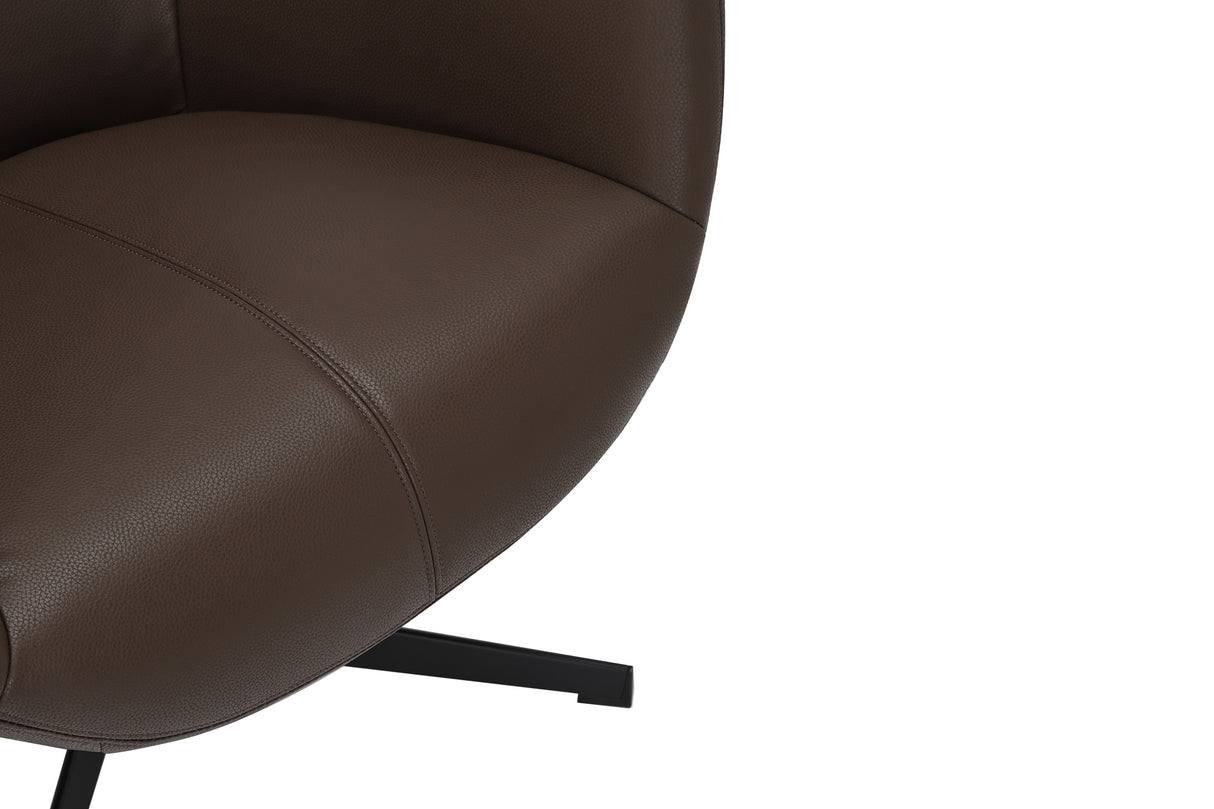 Sessel VOGUE 360° drehbar Kunstleder braun mit schwarzem Metallgestell