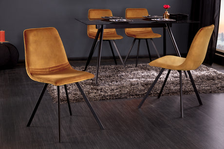 Chair AMSTERDAM retro style velvet mustard yellow