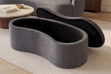Bench chest ELEMENTAL 120cm upholstered w/ storage space velvet graphite grey