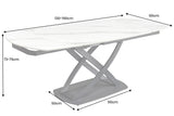 Dining table INCEPTION 130-190cm extendable oval ceramic top white marble look