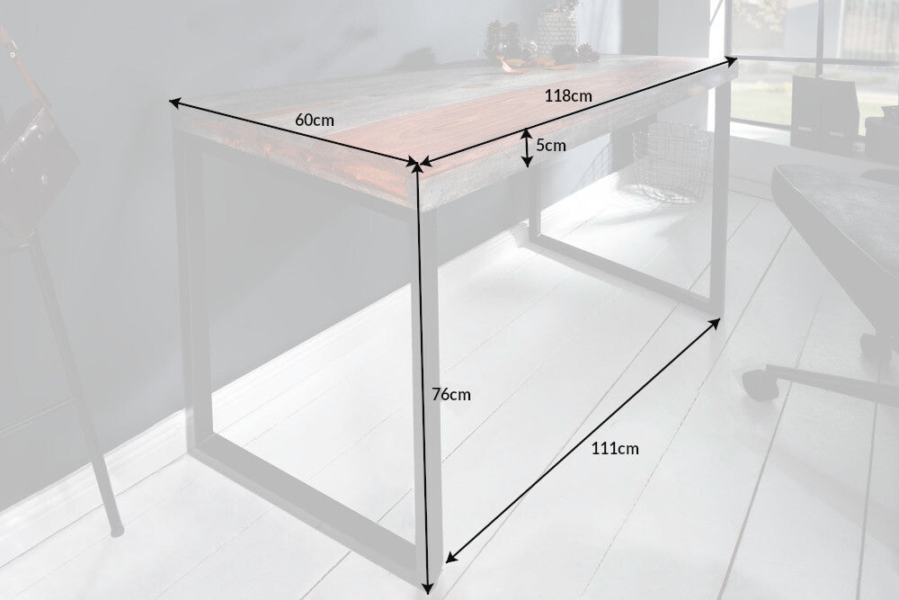 Office desk ELEMENTS 120cm sheesham smoke finish