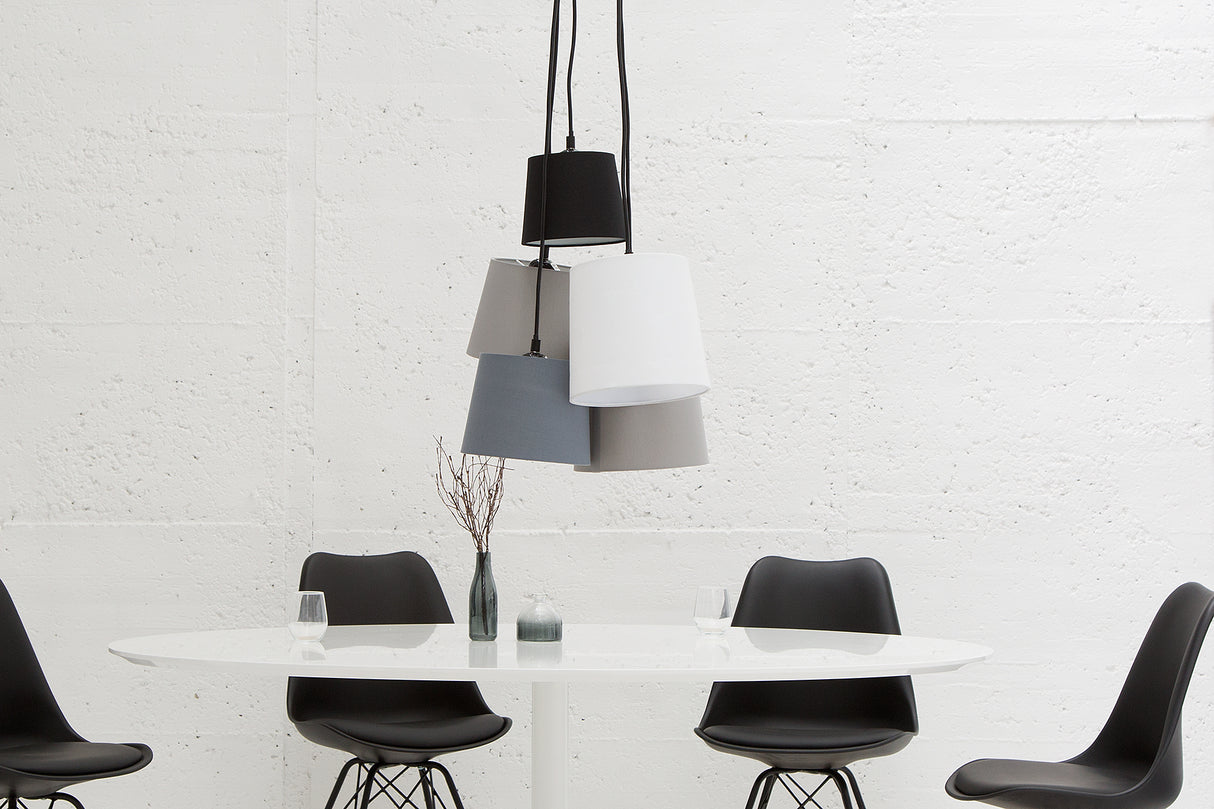 Pendant lamp LEVELS hanging 5 linen shades black grey white