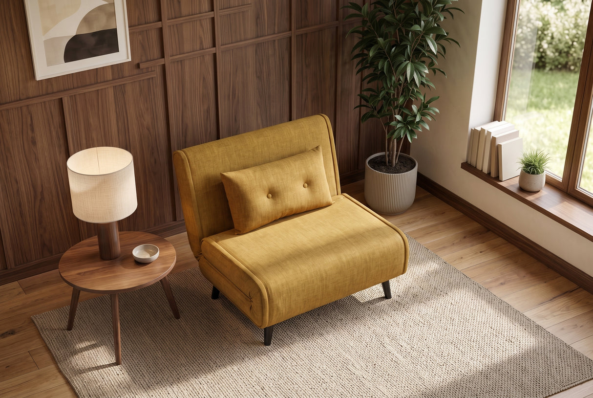 Sleeping chair SMART MULTIFUNCTION 100cm velvet mustard yellow