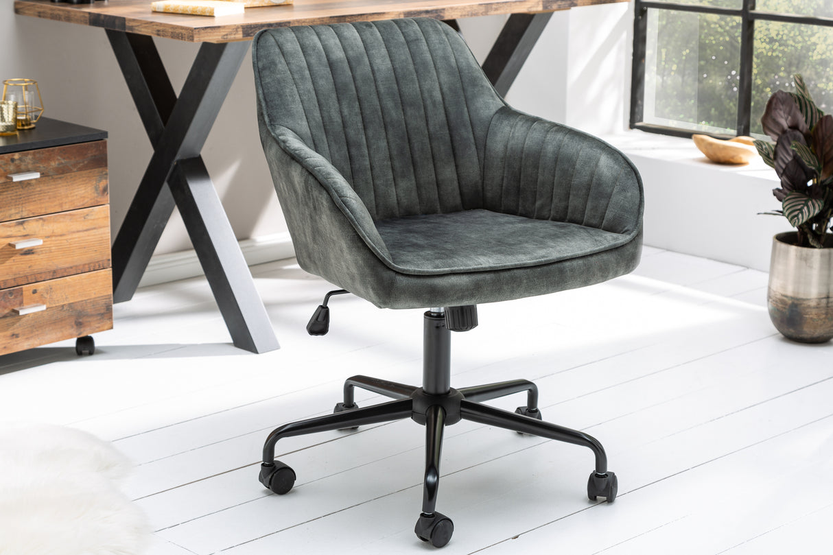 Office chair TURIN 47-56cm with armrests velvet green