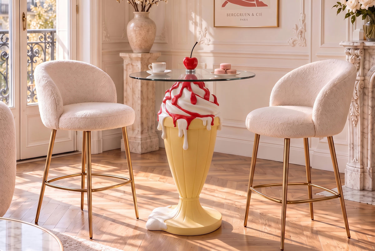 Bistro table SOFT POP 75cm pastel yellow w/ magnetic removeable cherry SWEET SOCIETY in-house Design