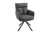 Swivel chair BIG GEORGE 360° with armrests textured fabric dark grey