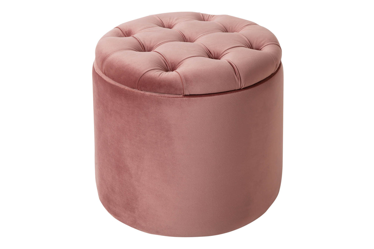 Taburet MODERN BAROCK STORAGE 50cm sametový, tmavě růžový