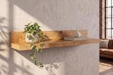 Wandregal MAKASSAR 110cm Mangoholz natur mit Rückwand