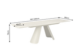 Dining table VOGUE 160-240cm extendable w/ metal frame travertine ceramic top champagne greige beige