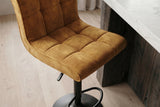 Barhocker MODENA 92-116cm 360° drehbar Samt Senfgelb m/ schwarzem Metallgestell
