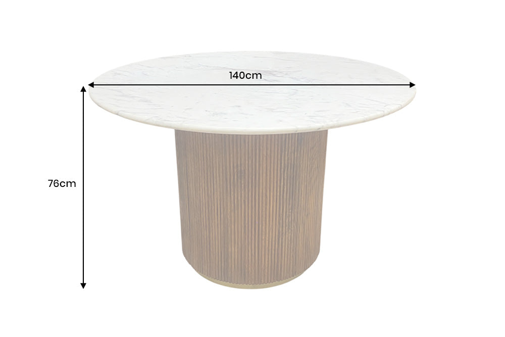 Dining table GATSBY 140cm round mango wood marble