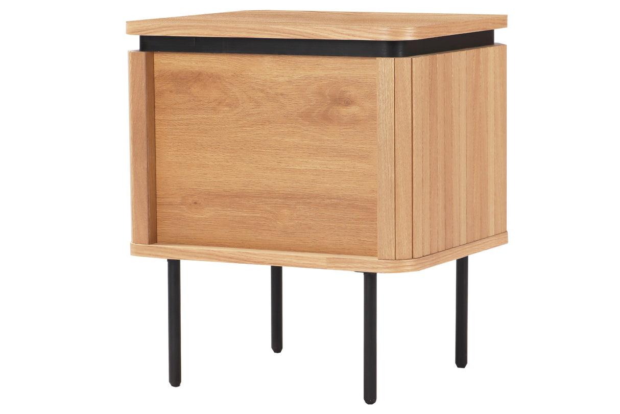 Bedside table ATELIER 55cm natural oak wood look w/ black legs