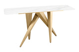Console ART LIVING 140cm ceramic white marble top w/ champagne golden frame