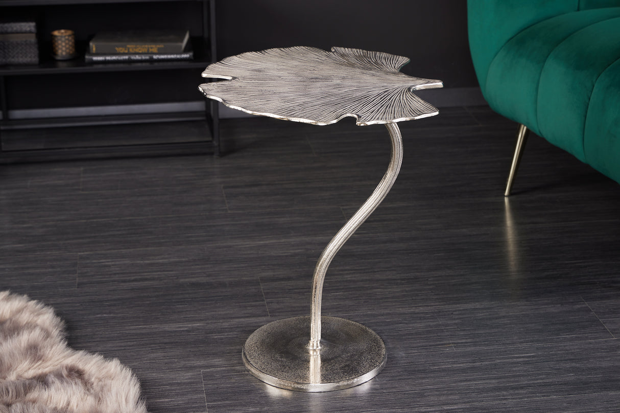 Side table GINKGO LEAF 53cm silver