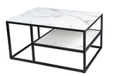 Coffee table ELEGANCE 90cm marble look white black frame