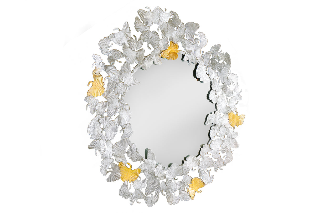 Wall mirror GINKGO LEAVES 95cm gold silver