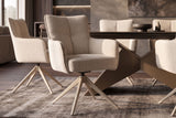Swivel chair LUGANO 360° auto-return w/ armrests 150 kg load capacity chenille tweed beige