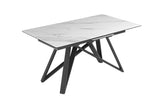 Esstisch ATLAS 160-200cm ausziehbar Marmoroptik weiß Keramik Hartglas